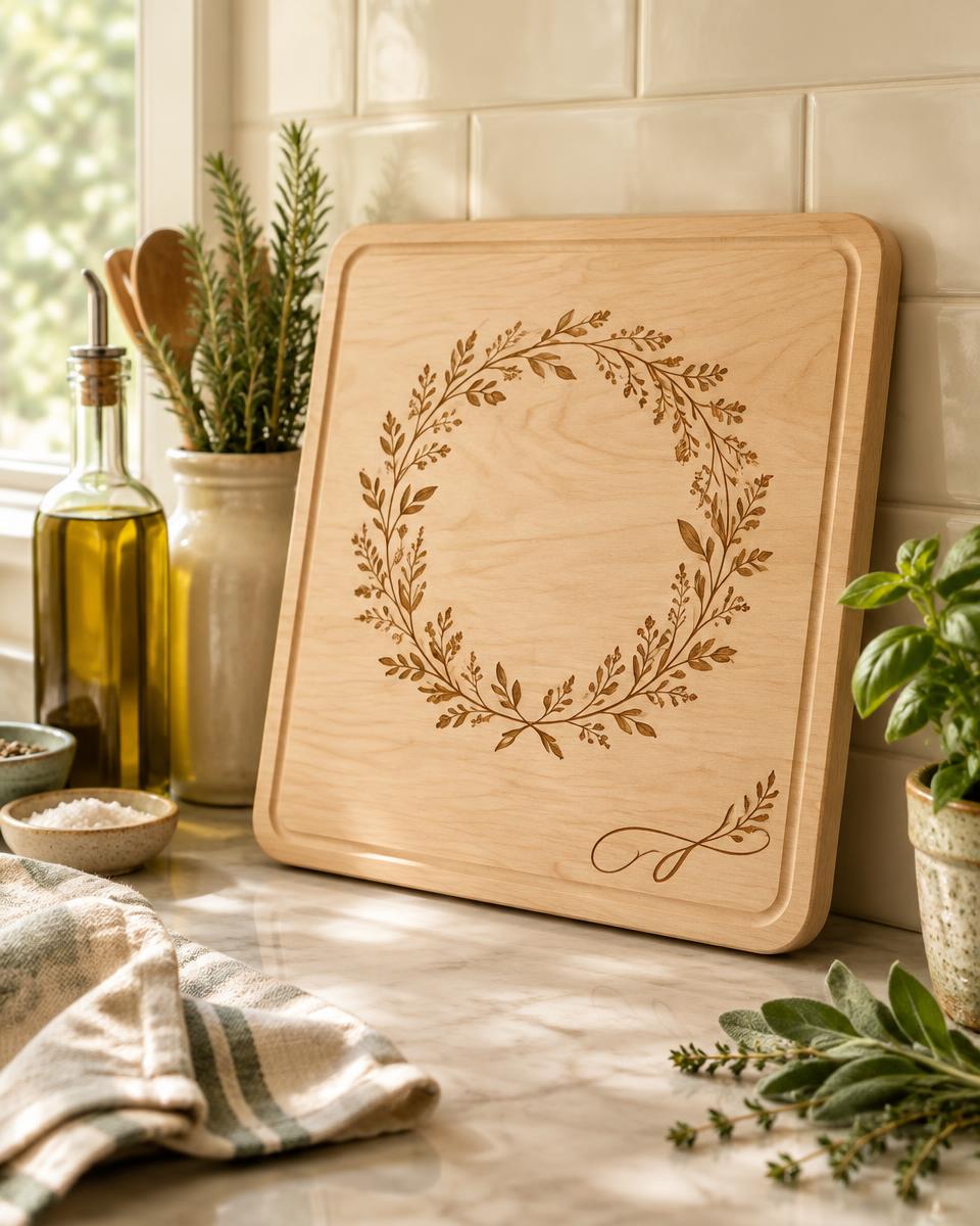 Personalized laser-engraved wooden cutting board